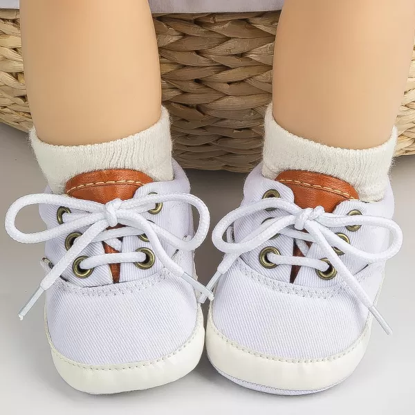 Meckior Infant Baby Girls Boys Canvas Shoes Soft Sole Toddler Slip On Newborn Crib Moccasins Casual Sneaker Austin Boys Flat Lazy Loafers First Walkers Skate ShoeB10White With Rubber Sole
