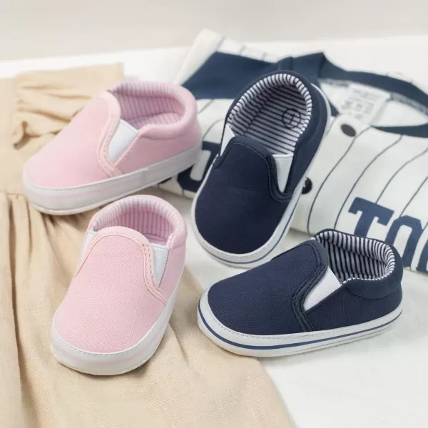 Meckior Infant Baby Girls Boys Canvas Shoes Soft Sole Toddler Slip On Newborn Crib Moccasins Casual Sneaker Austin Boys Flat Lazy Loafers First Walkers Skate ShoeD20Pink