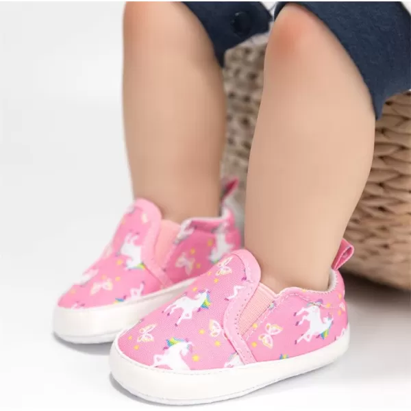 Meckior Infant Baby Girls Boys Canvas Shoes Soft Sole Toddler Slip On Newborn Crib Moccasins Casual Sneaker Austin Boys Flat Lazy Loafers First Walkers Skate ShoeD01Pink