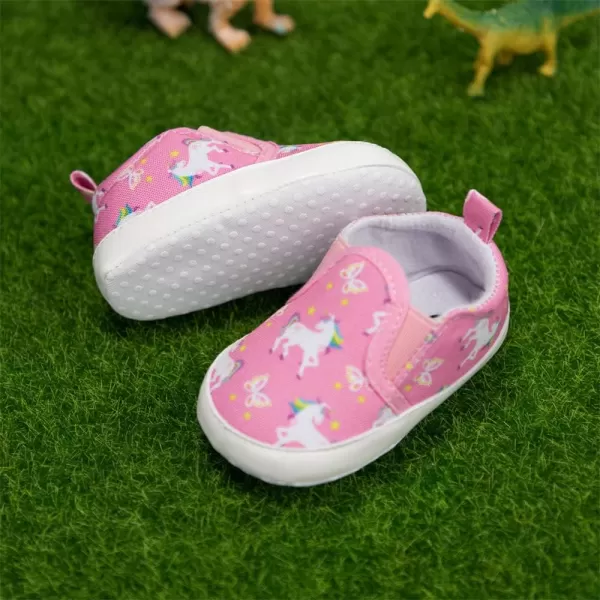 Meckior Infant Baby Girls Boys Canvas Shoes Soft Sole Toddler Slip On Newborn Crib Moccasins Casual Sneaker Austin Boys Flat Lazy Loafers First Walkers Skate ShoeD01Pink