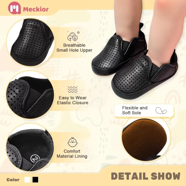 Meckior Infant Baby Girls Boys Canvas Shoes Soft Sole Toddler Slip On Newborn Crib Moccasins Casual Sneaker Austin Boys Flat Lazy Loafers First Walkers Skate ShoeG10Black