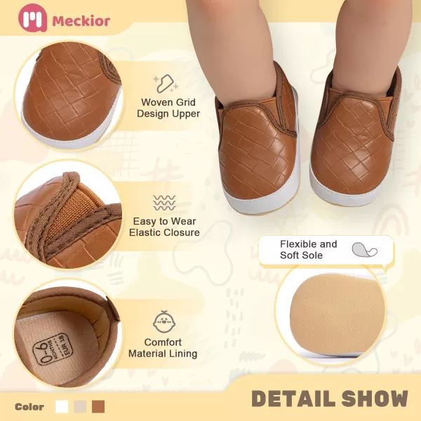 Meckior Infant Baby Girls Boys Canvas Shoes Soft Sole Toddler Slip On Newborn Crib Moccasins Casual Sneaker Austin Boys Flat Lazy Loafers First Walkers Skate ShoeB01Brown