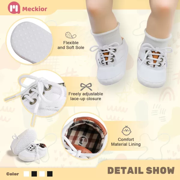 Meckior Infant Baby Girls Boys Canvas Shoes Soft Sole Toddler Slip On Newborn Crib Moccasins Casual Sneaker Austin Boys Flat Lazy Loafers First Walkers Skate ShoeB10White