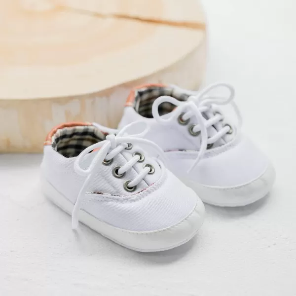 Meckior Infant Baby Girls Boys Canvas Shoes Soft Sole Toddler Slip On Newborn Crib Moccasins Casual Sneaker Austin Boys Flat Lazy Loafers First Walkers Skate ShoeB10White