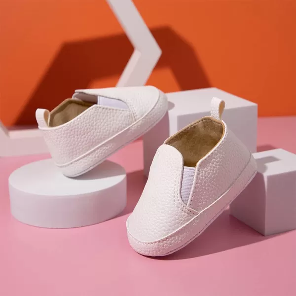 Meckior Infant Baby Girls Boys Canvas Shoes Soft Sole Toddler Slip On Newborn Crib Moccasins Casual Sneaker Austin Boys Flat Lazy Loafers First Walkers Skate ShoeAWhite