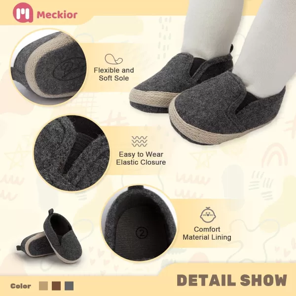 Meckior Infant Baby Girls Boys Canvas Shoes Soft Sole Toddler Slip On Newborn Crib Moccasins Casual Sneaker Austin Boys Flat Lazy Loafers First Walkers Skate ShoeE01Deep Gray