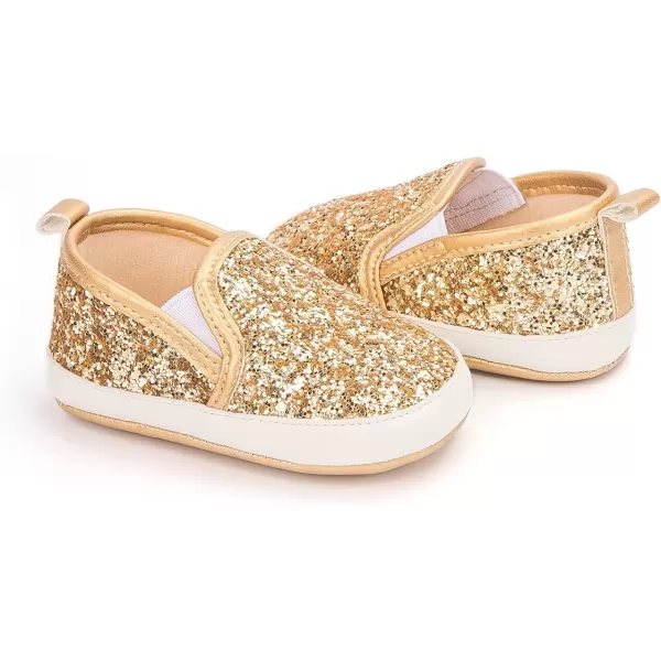 Meckior Infant Baby Girls Boys Canvas Shoes Soft Sole Toddler Slip On Newborn Crib Moccasins Casual Sneaker Austin Boys Flat Lazy Loafers First Walkers Skate ShoeA02Sequin Gold
