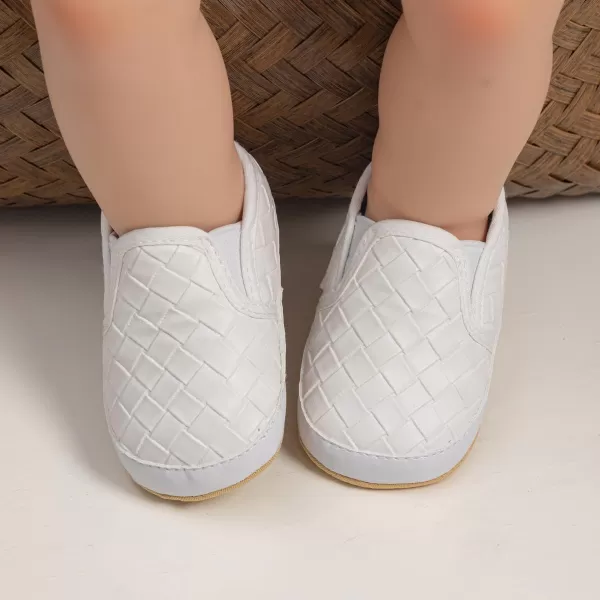 Meckior Infant Baby Girls Boys Canvas Shoes Soft Sole Toddler Slip On Newborn Crib Moccasins Casual Sneaker Austin Boys Flat Lazy Loafers First Walkers Skate ShoeB01White