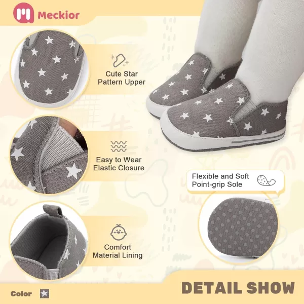 Meckior Infant Baby Girls Boys Canvas Shoes Soft Sole Toddler Slip On Newborn Crib Moccasins Casual Sneaker Austin Boys Flat Lazy Loafers First Walkers Skate ShoeZ06Gray