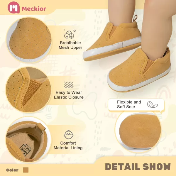 Meckior Infant Baby Girls Boys Canvas Shoes Soft Sole Toddler Slip On Newborn Crib Moccasins Casual Sneaker Austin Boys Flat Lazy Loafers First Walkers Skate ShoeZ03Yellow