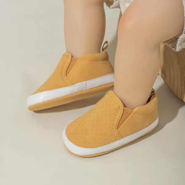 Meckior Infant Baby Girls Boys Canvas Shoes Soft Sole Toddler Slip On Newborn Crib Moccasins Casual Sneaker Austin Boys Flat Lazy Loafers First Walkers Skate ShoeZ03Yellow