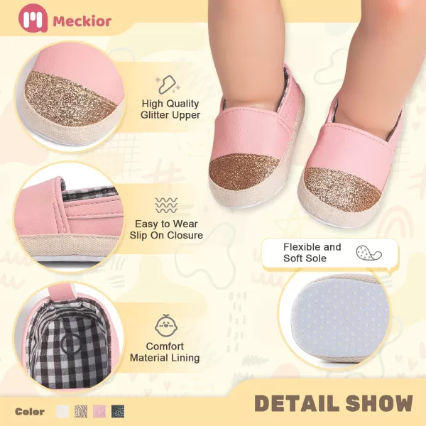 Meckior Infant Baby Girls Boys Canvas Shoes Soft Sole Toddler Slip On Newborn Crib Moccasins Casual Sneaker Austin Boys Flat Lazy Loafers First Walkers Skate ShoeG01Pink