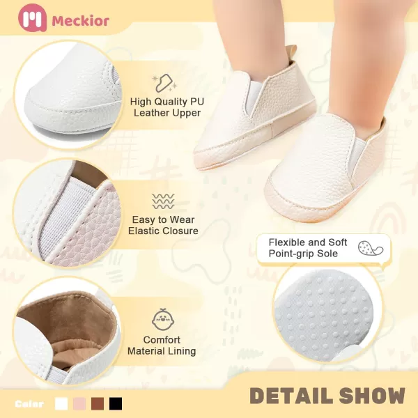 Meckior Infant Baby Girls Boys Canvas Shoes Soft Sole Toddler Slip On Newborn Crib Moccasins Casual Sneaker Austin Boys Flat Lazy Loafers First Walkers Skate ShoeAWhite