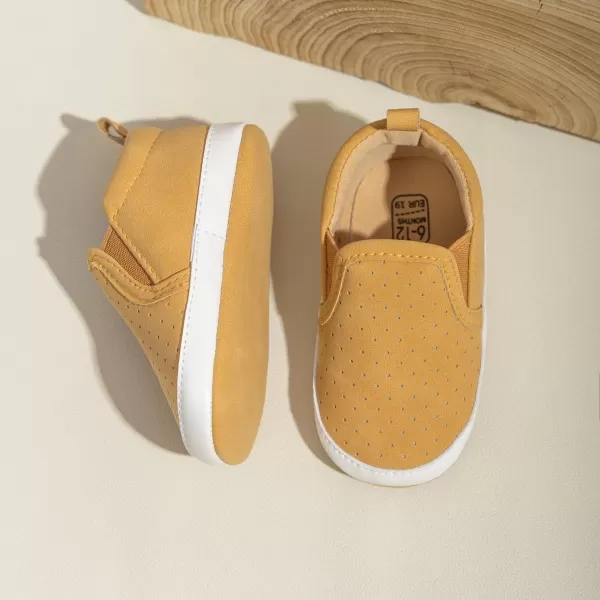 Meckior Infant Baby Girls Boys Canvas Shoes Soft Sole Toddler Slip On Newborn Crib Moccasins Casual Sneaker Austin Boys Flat Lazy Loafers First Walkers Skate ShoeZ03Yellow