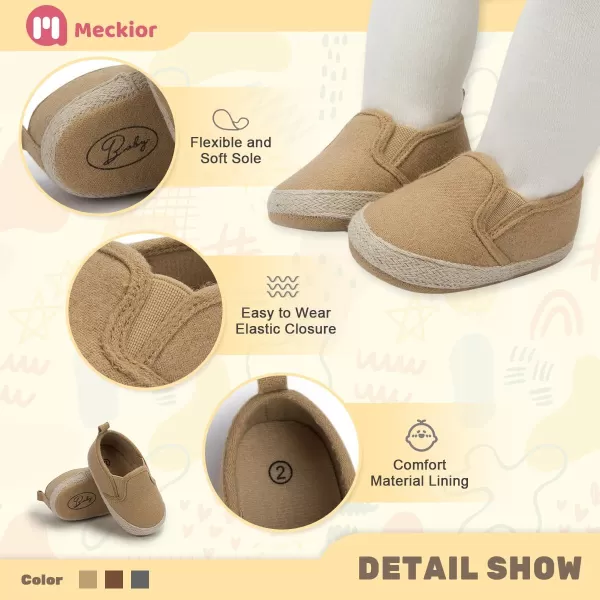 Meckior Infant Baby Girls Boys Canvas Shoes Soft Sole Toddler Slip On Newborn Crib Moccasins Casual Sneaker Austin Boys Flat Lazy Loafers First Walkers Skate ShoeE01Khaki