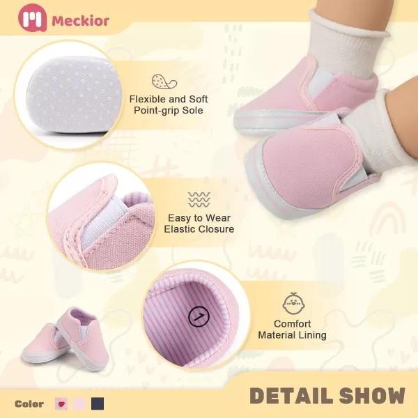 Meckior Infant Baby Girls Boys Canvas Shoes Soft Sole Toddler Slip On Newborn Crib Moccasins Casual Sneaker Austin Boys Flat Lazy Loafers First Walkers Skate ShoeD20Pink