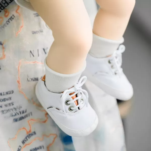 Meckior Infant Baby Girls Boys Canvas Shoes Soft Sole Toddler Slip On Newborn Crib Moccasins Casual Sneaker Austin Boys Flat Lazy Loafers First Walkers Skate ShoeB10White
