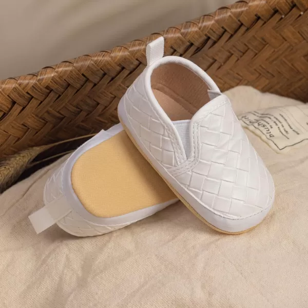 Meckior Infant Baby Girls Boys Canvas Shoes Soft Sole Toddler Slip On Newborn Crib Moccasins Casual Sneaker Austin Boys Flat Lazy Loafers First Walkers Skate ShoeB01White