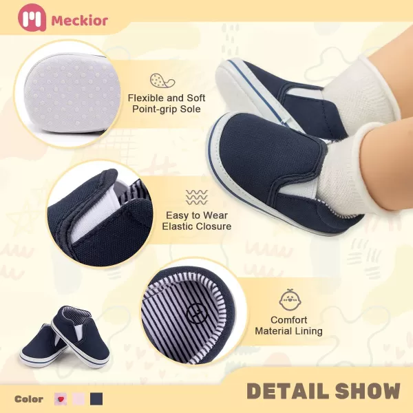 Meckior Infant Baby Girls Boys Canvas Shoes Soft Sole Toddler Slip On Newborn Crib Moccasins Casual Sneaker Austin Boys Flat Lazy Loafers First Walkers Skate ShoeD20Blue