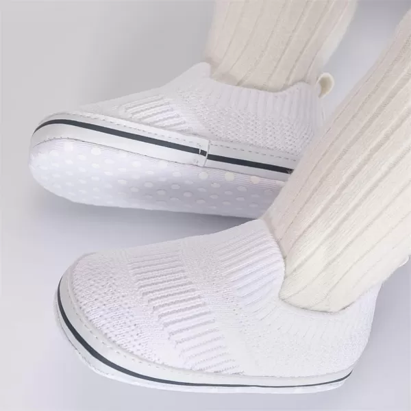 Meckior Infant Baby Girls Boys Canvas Shoes Soft Sole Toddler Slip On Newborn Crib Moccasins Casual Sneaker Austin Boys Flat Lazy Loafers First Walkers Skate ShoeE20White
