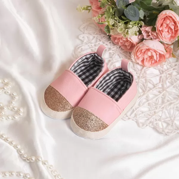 Meckior Infant Baby Girls Boys Canvas Shoes Soft Sole Toddler Slip On Newborn Crib Moccasins Casual Sneaker Austin Boys Flat Lazy Loafers First Walkers Skate ShoeG01Pink
