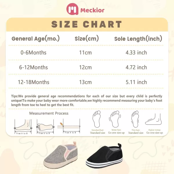 Meckior Infant Baby Girls Boys Canvas Shoes Soft Sole Toddler Slip On Newborn Crib Moccasins Casual Sneaker Austin Boys Flat Lazy Loafers First Walkers Skate ShoeZ01Gray