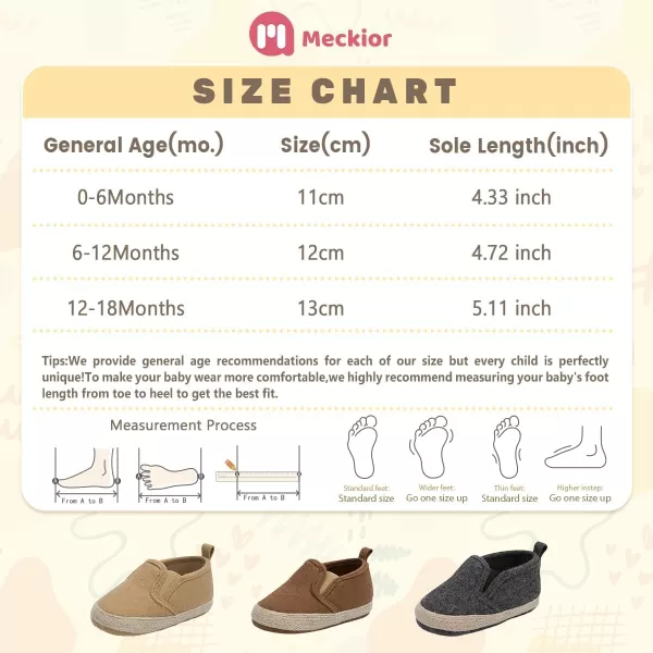 Meckior Infant Baby Girls Boys Canvas Shoes Soft Sole Toddler Slip On Newborn Crib Moccasins Casual Sneaker Austin Boys Flat Lazy Loafers First Walkers Skate ShoeE01Khaki