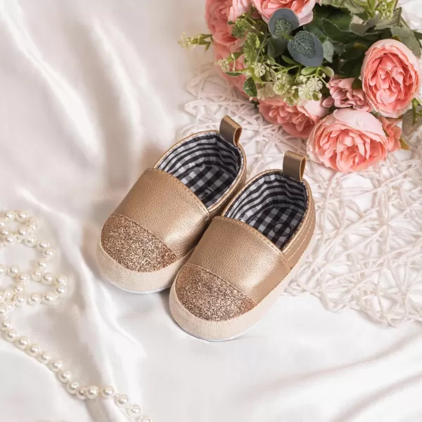 Meckior Infant Baby Girls Boys Canvas Shoes Soft Sole Toddler Slip On Newborn Crib Moccasins Casual Sneaker Austin Boys Flat Lazy Loafers First Walkers Skate ShoeG01Gold