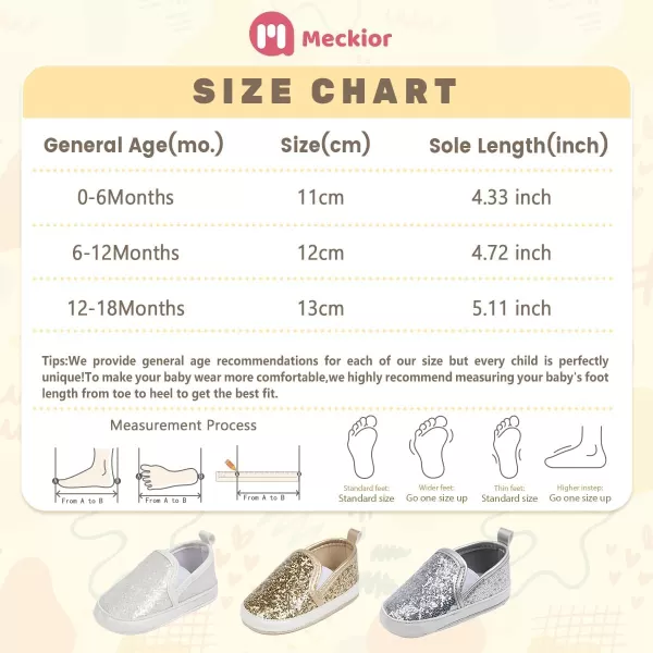 Meckior Infant Baby Girls Boys Canvas Shoes Soft Sole Toddler Slip On Newborn Crib Moccasins Casual Sneaker Austin Boys Flat Lazy Loafers First Walkers Skate ShoeA01Sequin White