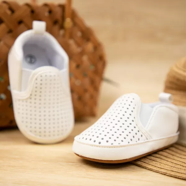 Meckior Infant Baby Girls Boys Canvas Shoes Soft Sole Toddler Slip On Newborn Crib Moccasins Casual Sneaker Austin Boys Flat Lazy Loafers First Walkers Skate ShoeG10White