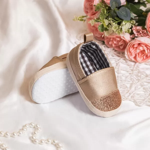 Meckior Infant Baby Girls Boys Canvas Shoes Soft Sole Toddler Slip On Newborn Crib Moccasins Casual Sneaker Austin Boys Flat Lazy Loafers First Walkers Skate ShoeG01Gold