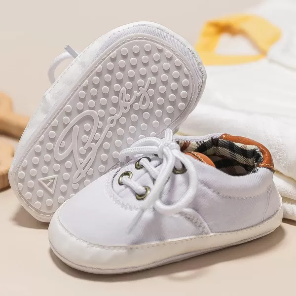 Meckior Infant Baby Girls Boys Canvas Shoes Soft Sole Toddler Slip On Newborn Crib Moccasins Casual Sneaker Austin Boys Flat Lazy Loafers First Walkers Skate ShoeB10White With Rubber Sole