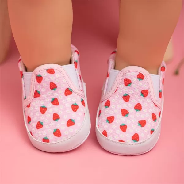 Meckior Infant Baby Girls Boys Canvas Shoes Soft Sole Toddler Slip On Newborn Crib Moccasins Casual Sneaker Austin Boys Flat Lazy Loafers First Walkers Skate ShoeD20Pink Strawberry