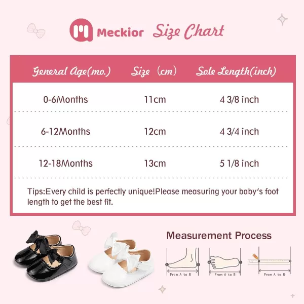 Meckior Infant Baby Girls Boys Handmade Princess Flats Toddler First Walkers Soft PU Leather NonSlip Crib Wedding Dress ShoesA02Black