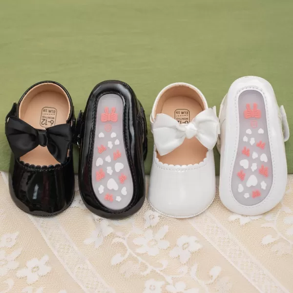 Meckior Infant Baby Girls Boys Handmade Princess Flats Toddler First Walkers Soft PU Leather NonSlip Crib Wedding Dress ShoesA02Black