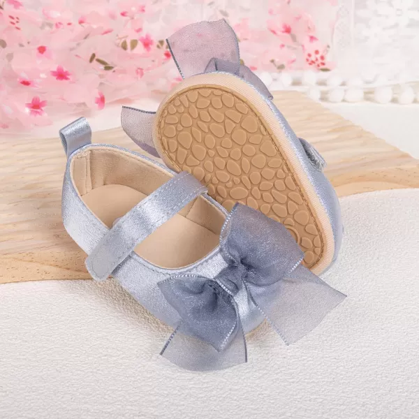 Meckior Infant Baby Girls Boys Handmade Princess Flats Toddler First Walkers Soft PU Leather NonSlip Crib Wedding Dress ShoesA03Grey