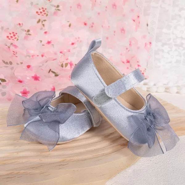 Meckior Infant Baby Girls Boys Handmade Princess Flats Toddler First Walkers Soft PU Leather NonSlip Crib Wedding Dress ShoesA03Grey