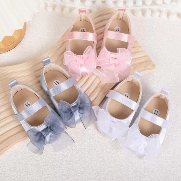 Meckior Infant Baby Girls Boys Handmade Princess Flats Toddler First Walkers Soft PU Leather NonSlip Crib Wedding Dress ShoesA03Grey