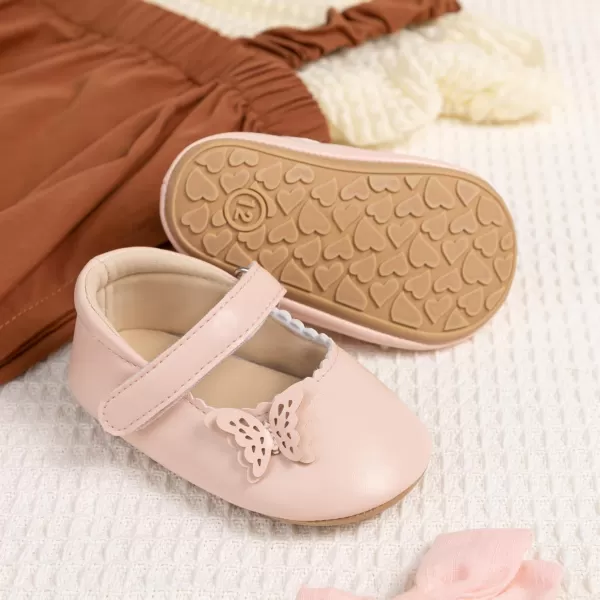 Meckior Infant Baby Girls Boys Handmade Princess Flats Toddler First Walkers Soft PU Leather NonSlip Crib Wedding Dress ShoesA06Pink