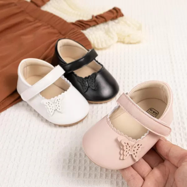 Meckior Infant Baby Girls Boys Handmade Princess Flats Toddler First Walkers Soft PU Leather NonSlip Crib Wedding Dress ShoesA06White