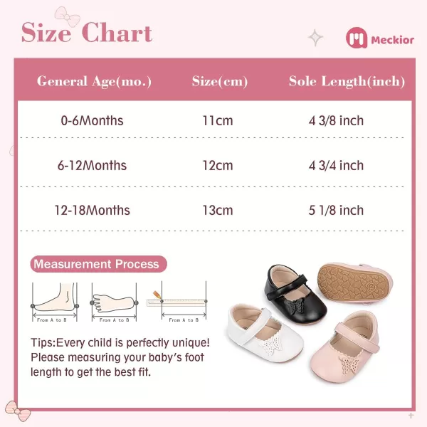 Meckior Infant Baby Girls Boys Handmade Princess Flats Toddler First Walkers Soft PU Leather NonSlip Crib Wedding Dress ShoesA06White