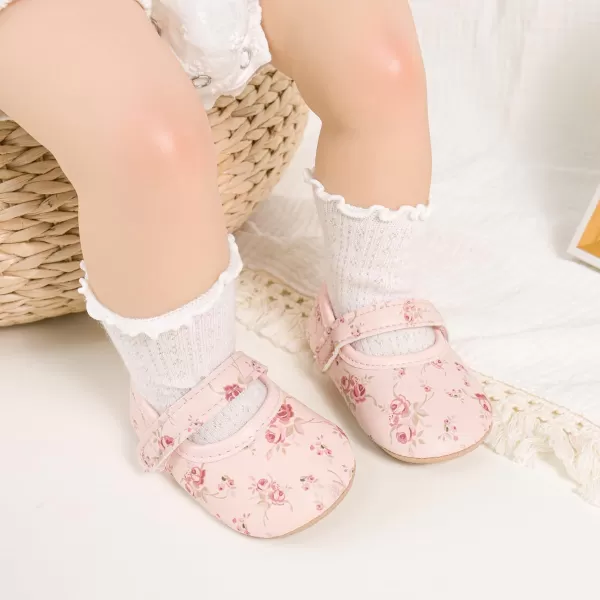 Meckior Infant Baby Girls Boys Handmade Princess Flats Toddler First Walkers Soft PU Leather NonSlip Crib Wedding Dress ShoesA08Pink