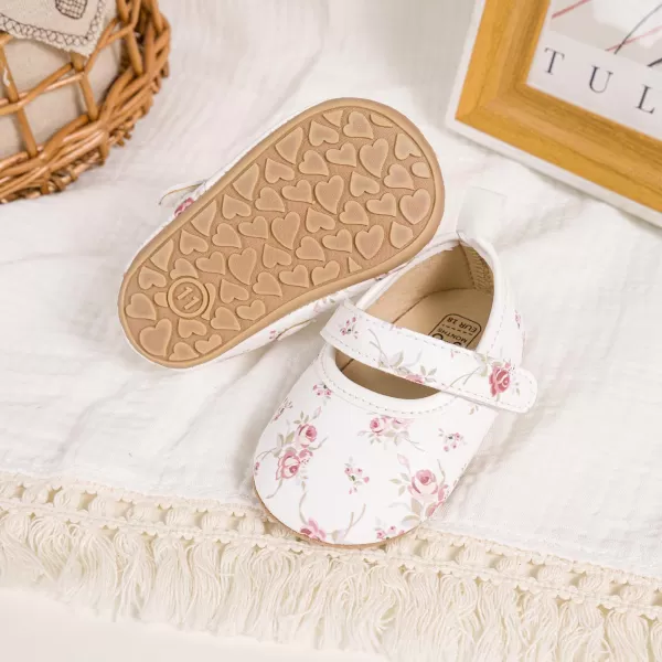 Meckior Infant Baby Girls Boys Handmade Princess Flats Toddler First Walkers Soft PU Leather NonSlip Crib Wedding Dress ShoesA08White