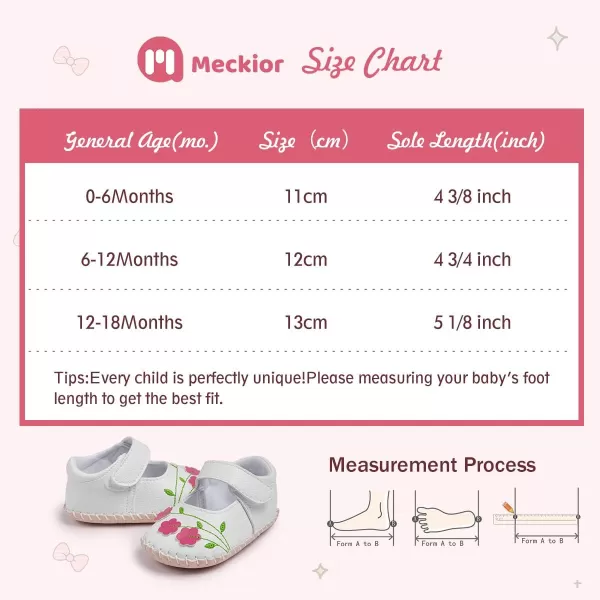 Meckior Infant Baby Girls Boys Handmade Princess Flats Toddler First Walkers Soft PU Leather NonSlip Crib Wedding Dress ShoesAWhite 1