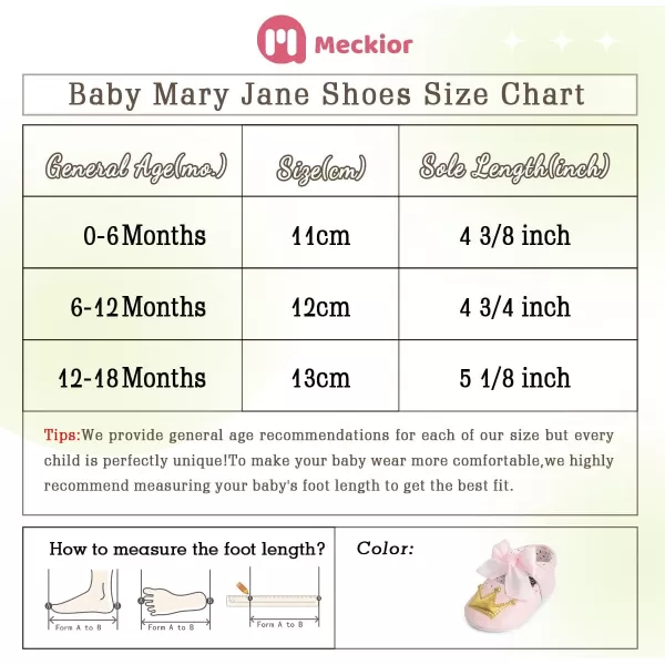 Meckior Infant Baby Girls Boys Handmade Princess Flats Toddler First Walkers Soft PU Leather NonSlip Crib Wedding Dress ShoesApink Gold