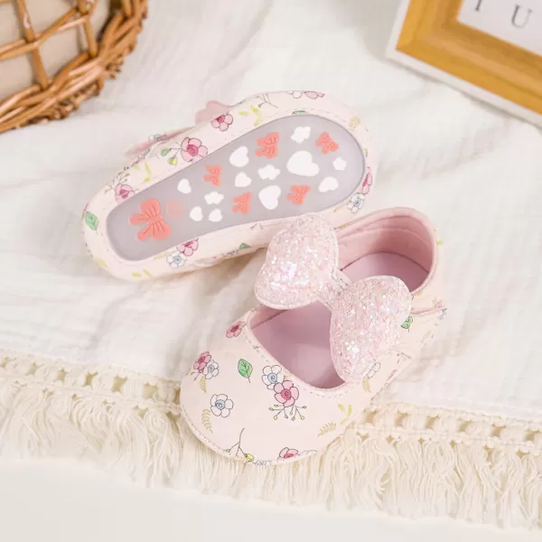 Meckior Infant Baby Girls Boys Handmade Princess Flats Toddler First Walkers Soft PU Leather NonSlip Crib Wedding Dress ShoesB01Pink