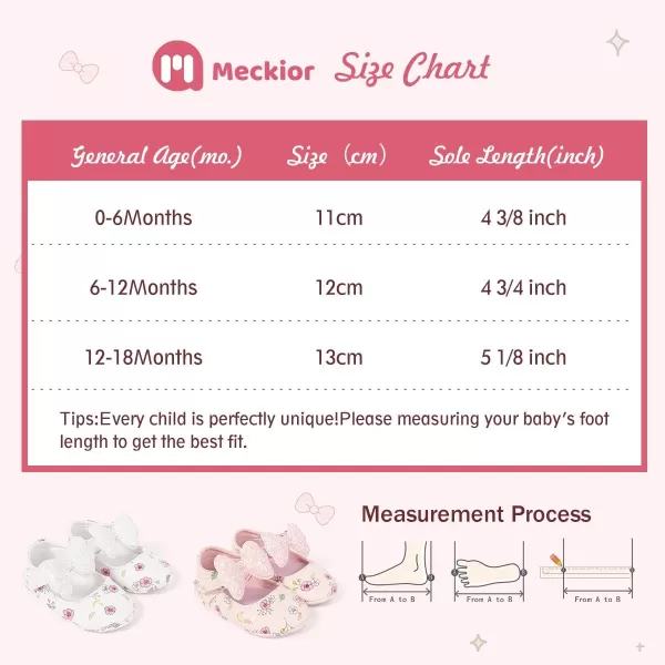 Meckior Infant Baby Girls Boys Handmade Princess Flats Toddler First Walkers Soft PU Leather NonSlip Crib Wedding Dress ShoesB01White