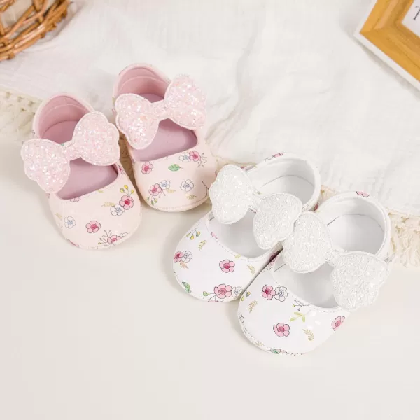 Meckior Infant Baby Girls Boys Handmade Princess Flats Toddler First Walkers Soft PU Leather NonSlip Crib Wedding Dress ShoesB01White
