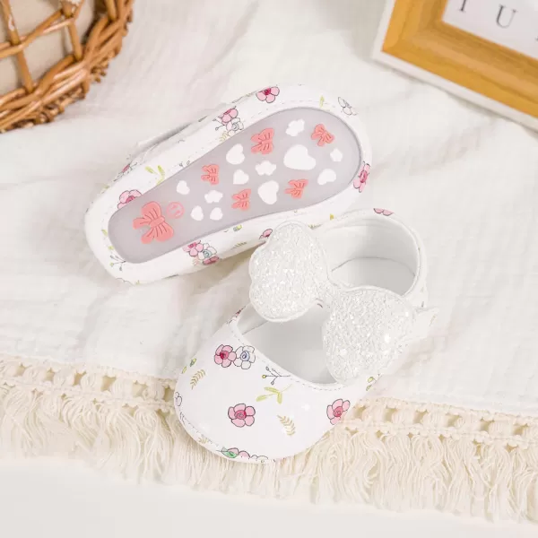 Meckior Infant Baby Girls Boys Handmade Princess Flats Toddler First Walkers Soft PU Leather NonSlip Crib Wedding Dress ShoesB01White