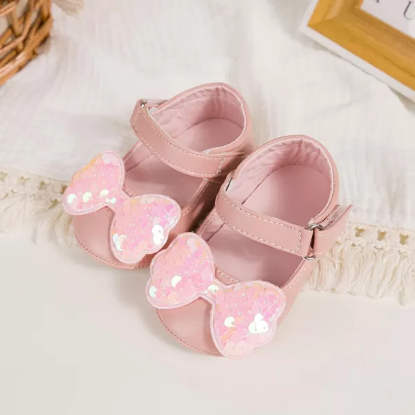Meckior Infant Baby Girls Boys Handmade Princess Flats Toddler First Walkers Soft PU Leather NonSlip Crib Wedding Dress ShoesB10Pink